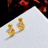 Double Butterfly Kids Girl's Stud Earrings -  - 18K Gold Plated