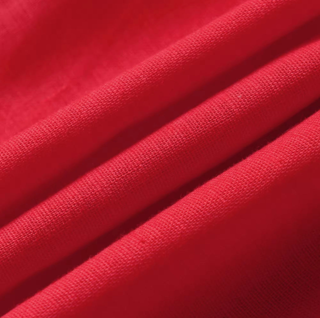 “Clara” Linen and Cotton Girl’s Dress - Red