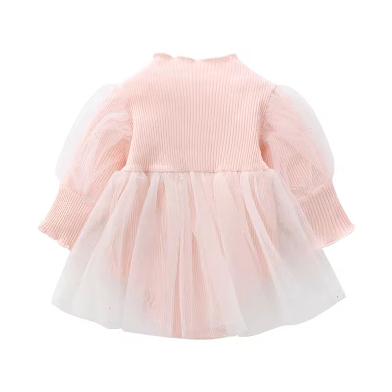 “Sophie” Knit Long Sleeves Baby Girl Tutu Romper Dress