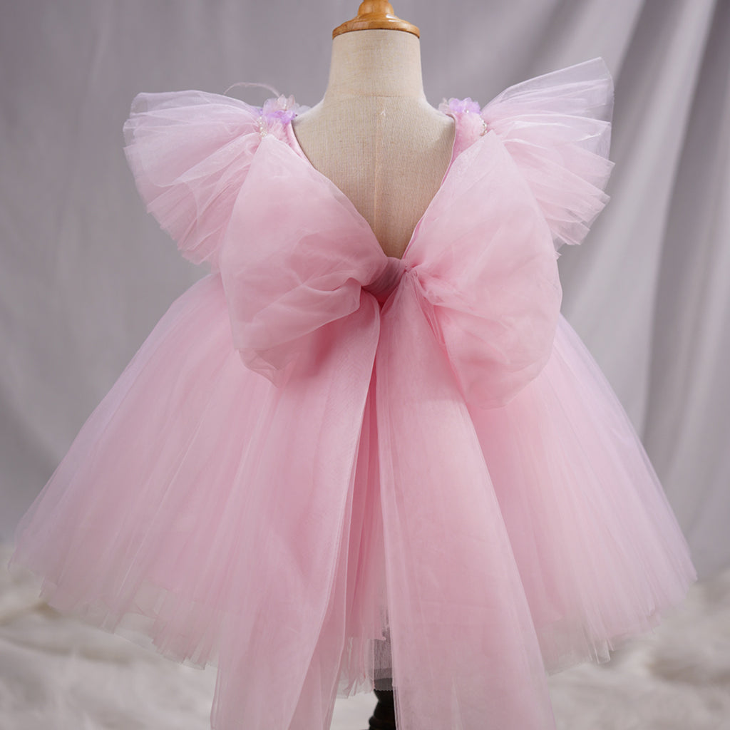 “Flor” 3D Flower Beaded Pink Tulle Girl’s Dress