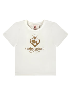 “Mimi Miya” Embroidered Logo Girl’s Cotton T-Shirt