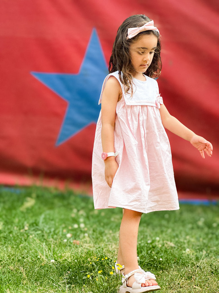“Clara” Linen and Cotton Girl’s Dress - Pink