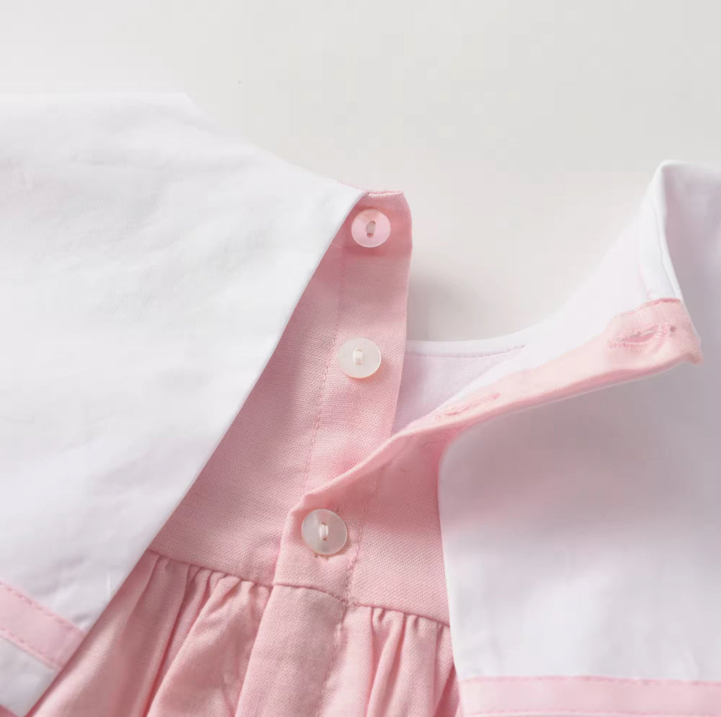 “Clara” Linen and Cotton Girl’s Dress - Pink