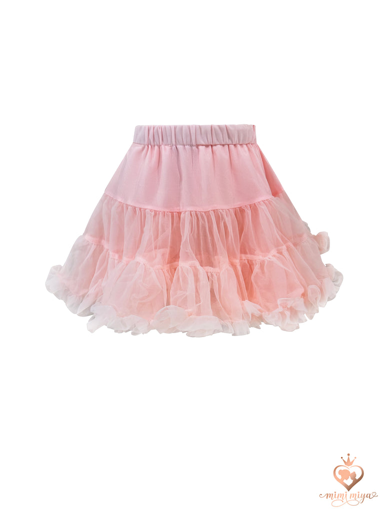 "Juliana" Girl's Ruffle Tulle Skirt - Pink
