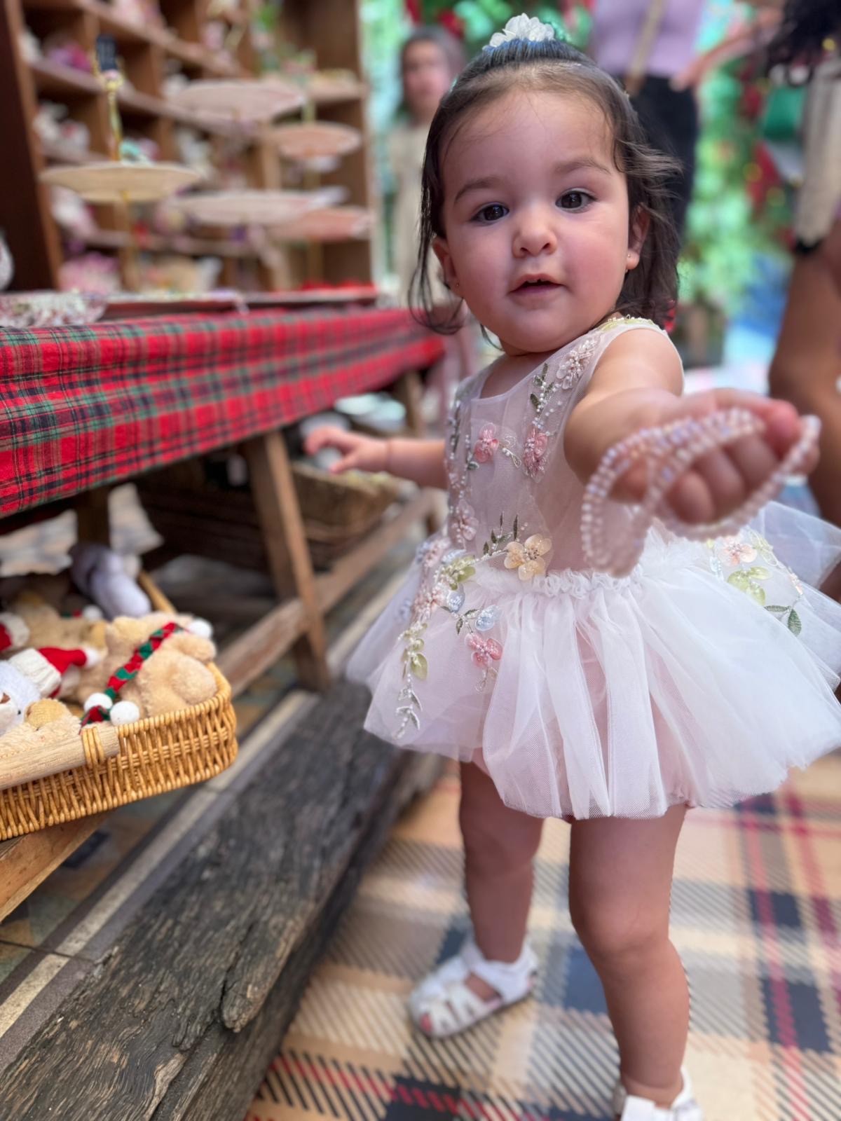 winkmiu pinky flower tulle rompers dress