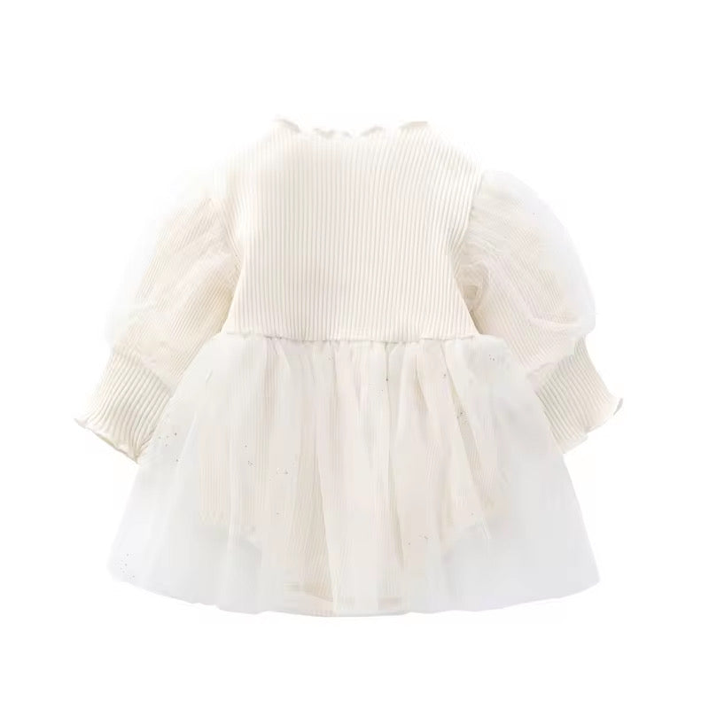 “Sophie” Knit Long Sleeves Baby Girl Tutu Romper Dress