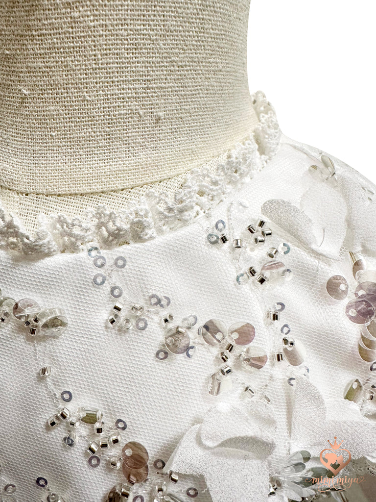 “Lily” Christening Dress / Gown with 3D Floral lace and detachable skirt - 2 styles in 1