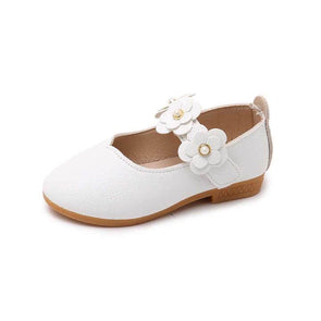 "Belle" - Flower & Pearl Girl's Shoes in White