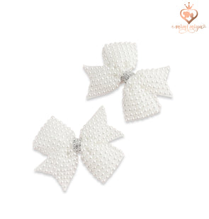 "Marie" Embellished Pearls and Crystal Bow Girls Hair clip
