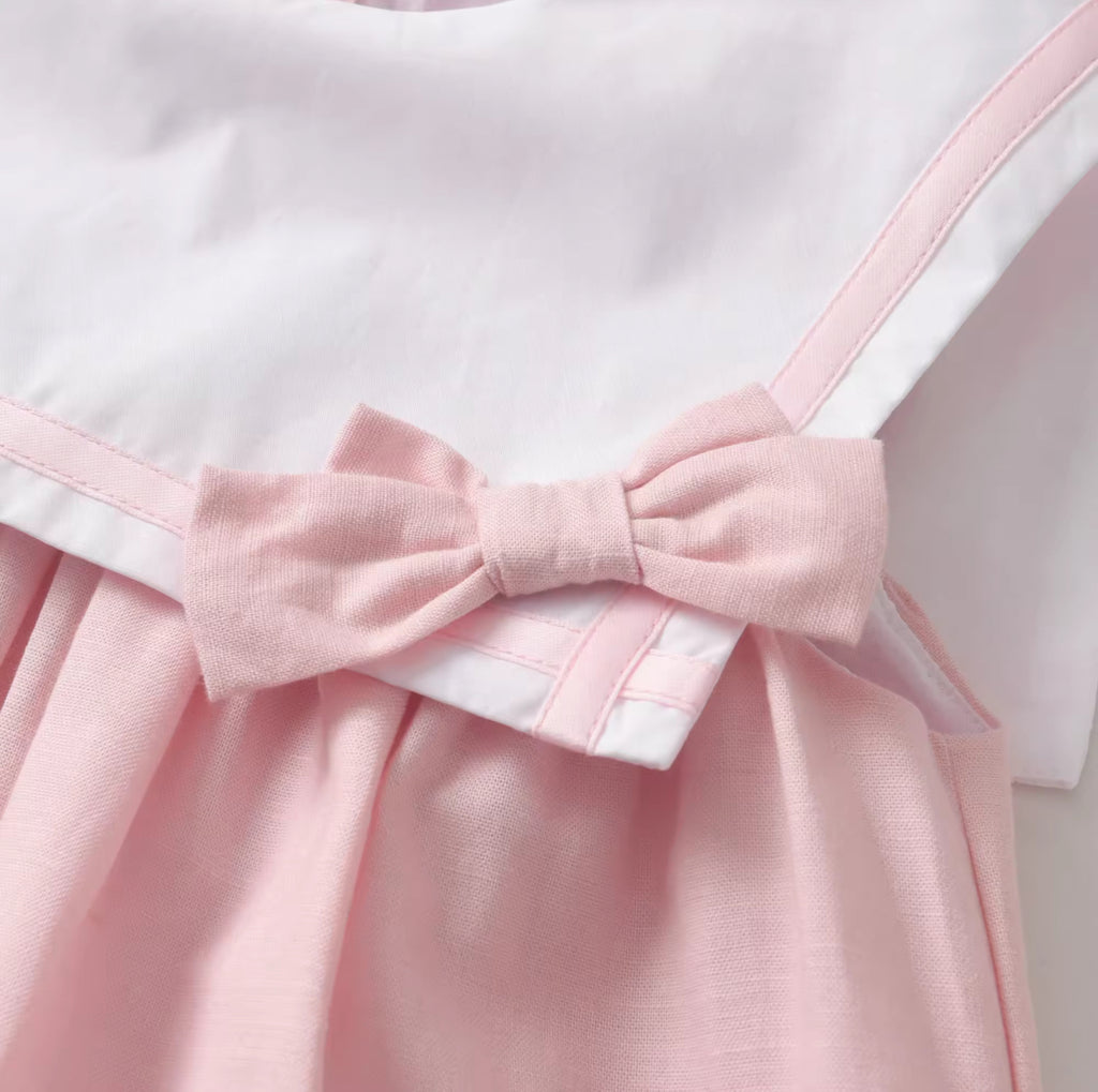 “Clara” Linen and Cotton Girl’s Dress - Pink
