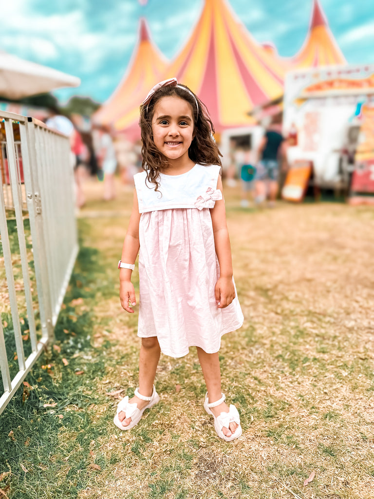 “Clara” Linen and Cotton Girl’s Dress - Pink