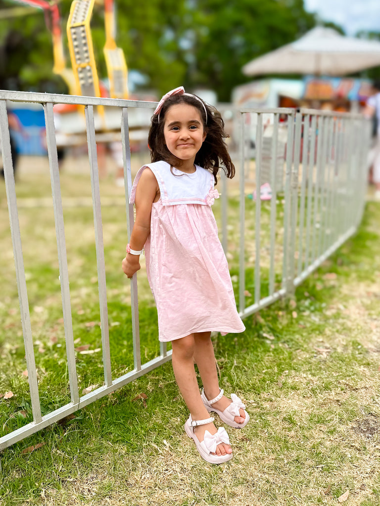 “Clara” Linen and Cotton Girl’s Dress - Pink