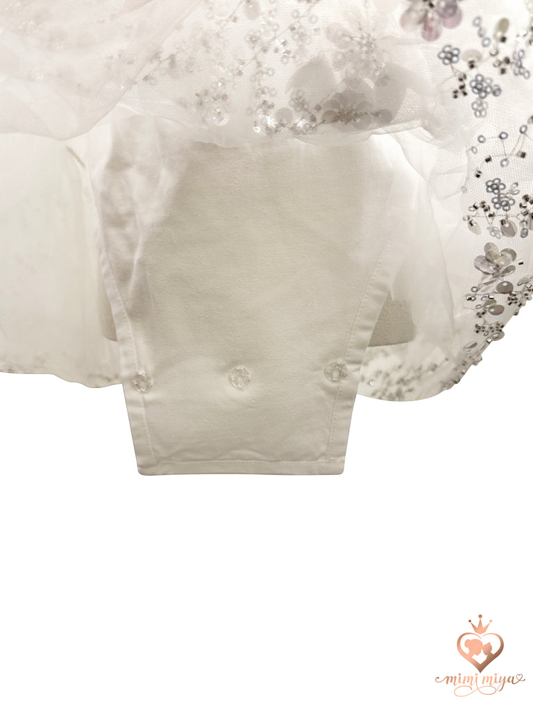 “Lily” Christening Dress / Gown with 3D Floral lace and detachable skirt - 2 styles in 1