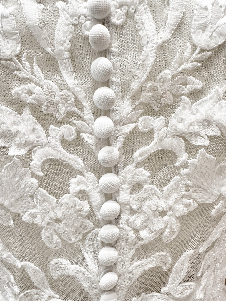 “Kelly” Mimi Miya Couture Flower Girl Lace and Tulle Dress with Basque Waist
