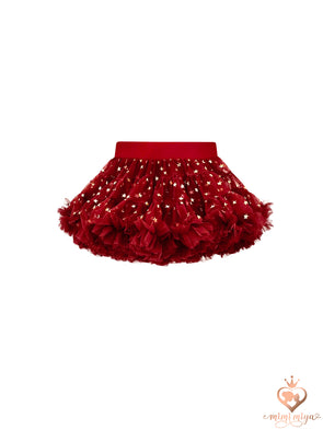 “Selina” Tutu Ruffle Girl’s Skirt Red with Gold Stars
