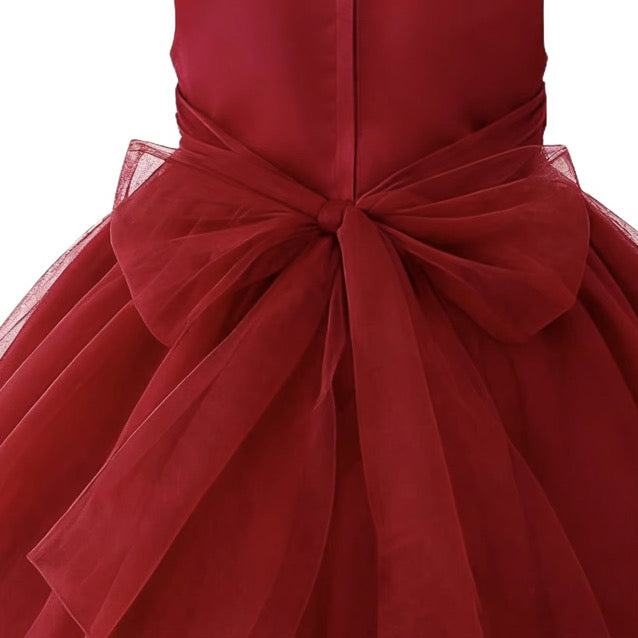 “Anna” Girl’s Princess Basque Waist Dress - Red