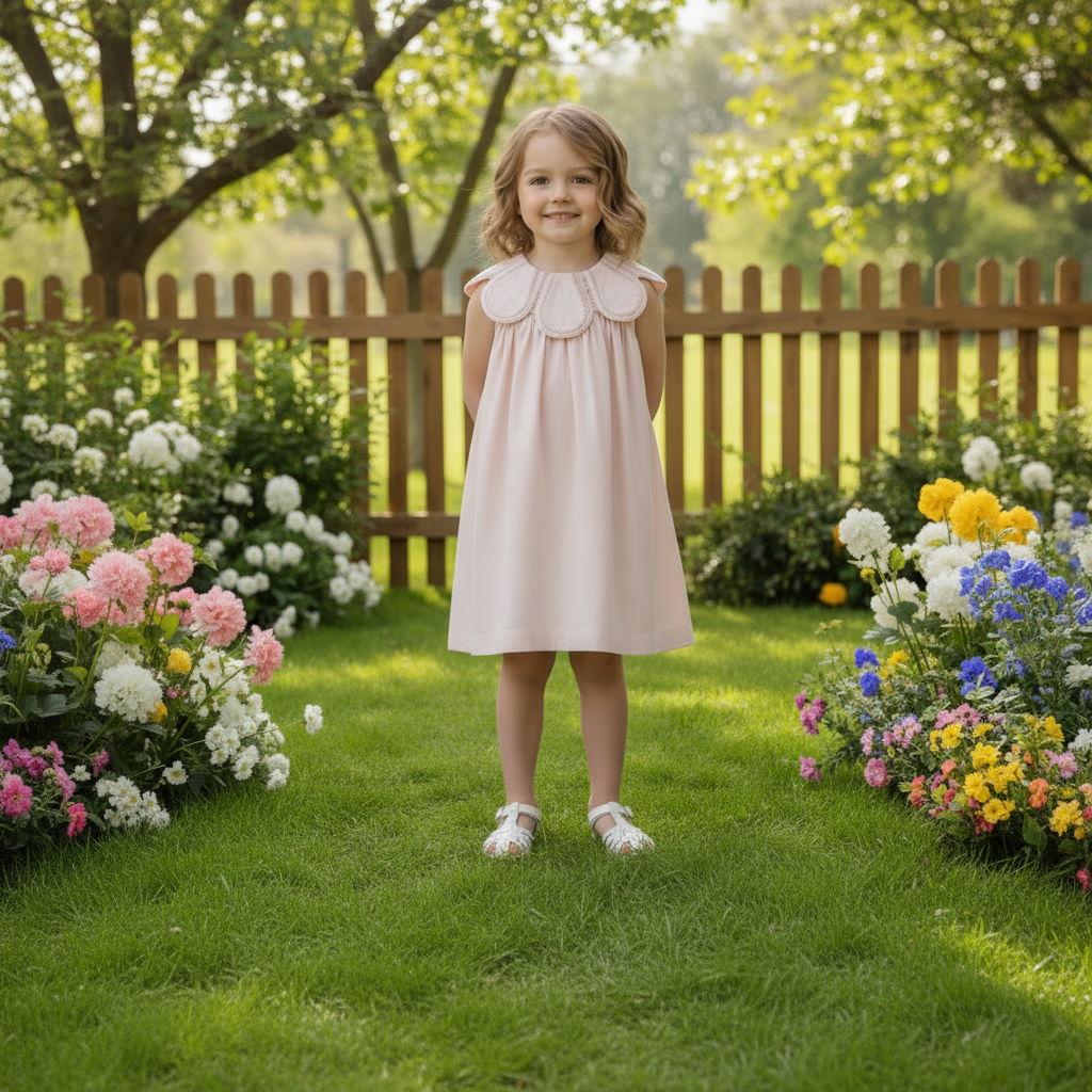 “Petala” Girl’s Pink Cotton Baby Dress