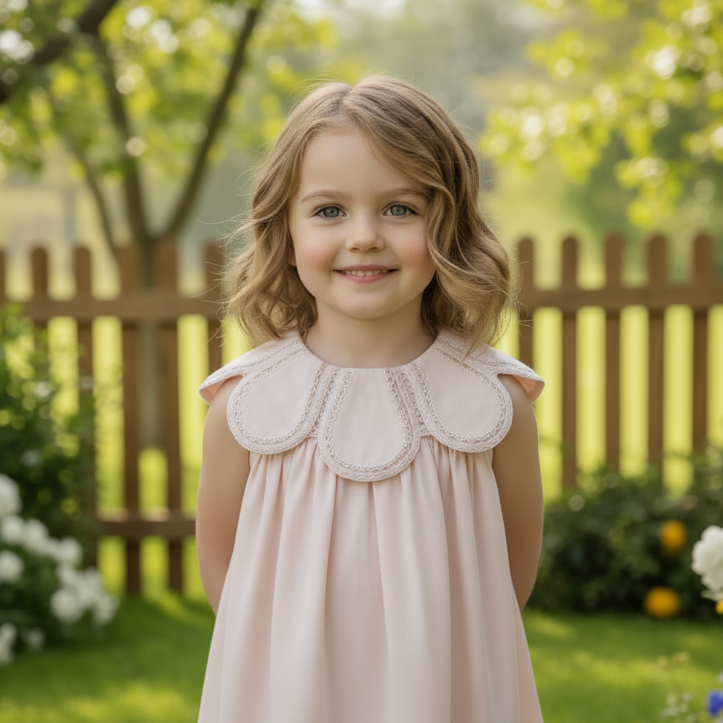 “Petala” Girl’s Pink Cotton Baby Dress