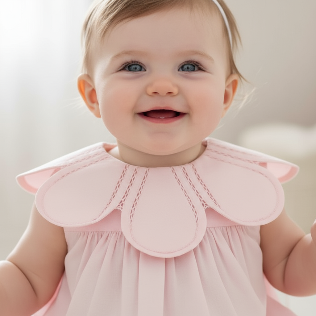 “Petala” Girl’s Pink Cotton Baby Romper