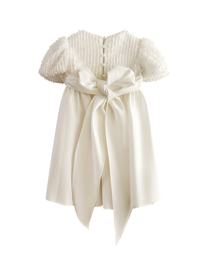 "Anja" Girl's Pearl and Mikado Dress