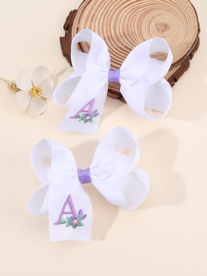 Monogram Bow Hair Clip - 2 pcs