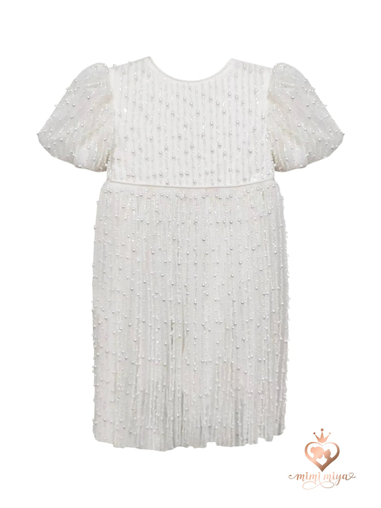 ’Anja’ Girl’s Pearl Christening Dress 00 (3-6m) - Made to Order 8-12 weeks
