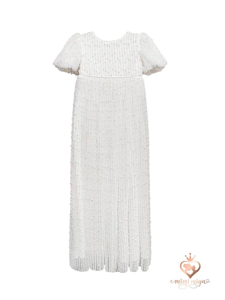 ’Anja’ Girl’s Pearl Christening Gown 00 (3-6m) - Made to Order 8-12 weeks