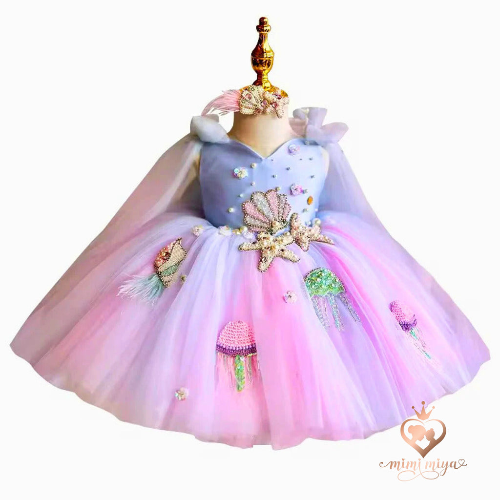 “Ariel” Mermaid Princess Beaded Girl’s Birthday Dress