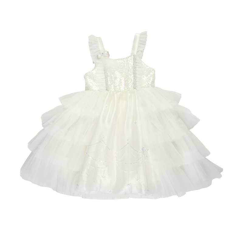 "Scarlet" White Sparkle Tulle Flower Girl Dress